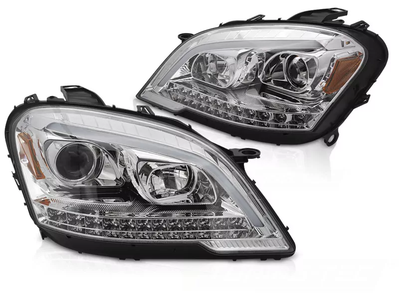 Headlights Tube Light Chrome Seq Fits Mercedes W164 Ml M-klasa 09-11