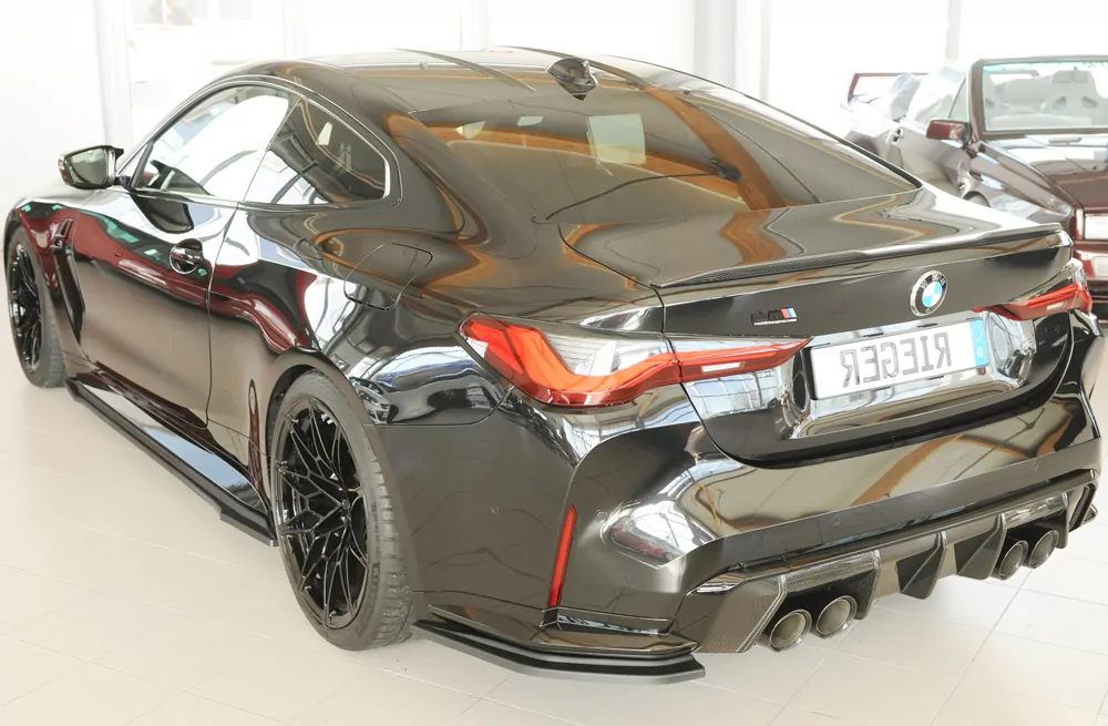 Rieger Heckschürzenansatz seitlich links matt schwarz für BMW 4er G83 M4 (G234M) Cabrio 06.21-