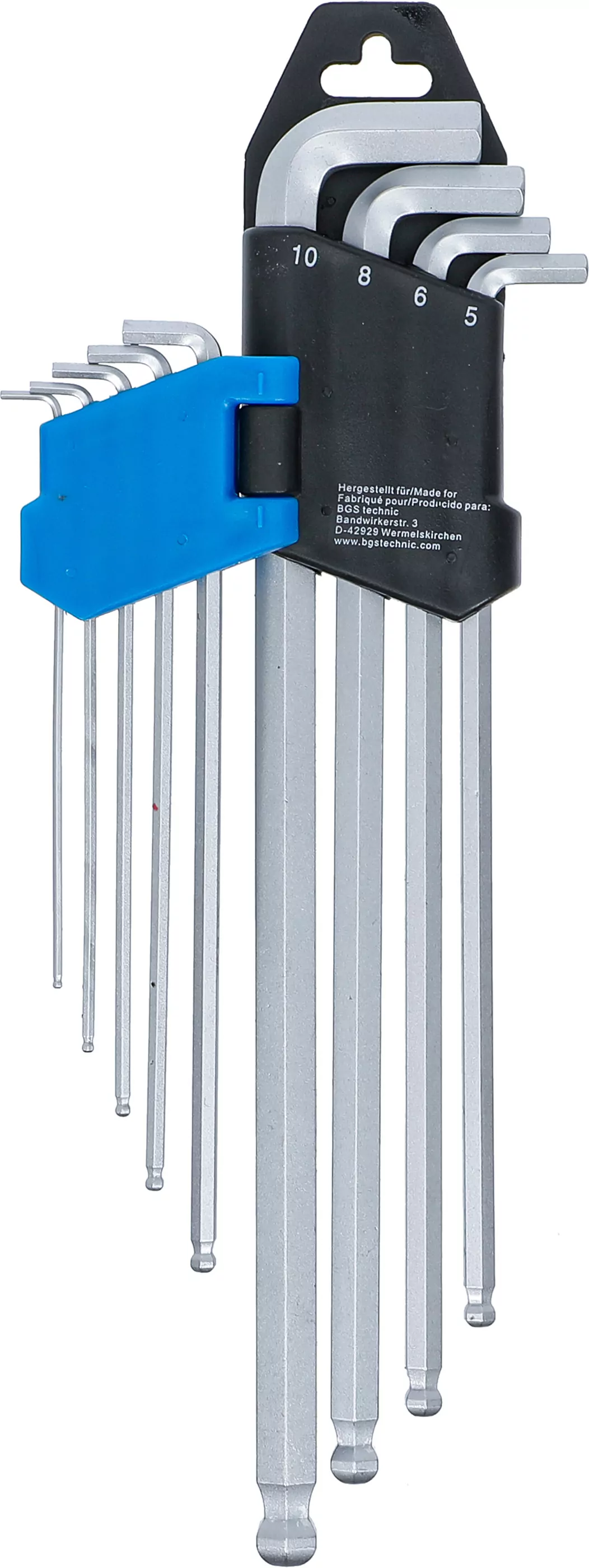 Winkelschlüssel-Satz | extra lang + extra kurz | Innensechskant / Innensechskant mit Kugelkopf 1,5 - 10 mm | 9-tlg.