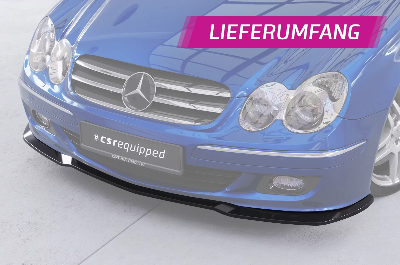 Cup-Spoilerlippe mit ABE für Mercedes Benz CLK A209 / C209 CSL550 Schwarz Strukturiert