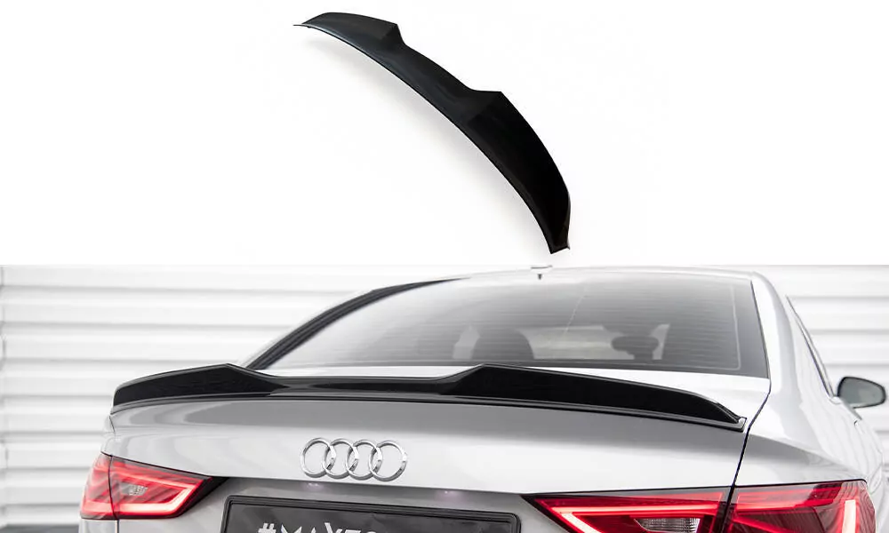 Spoiler CAP Für 3D Audi A3 / A3 S-Line / S3 / RS3 Limousine 8V Schwarz Hochglanz
