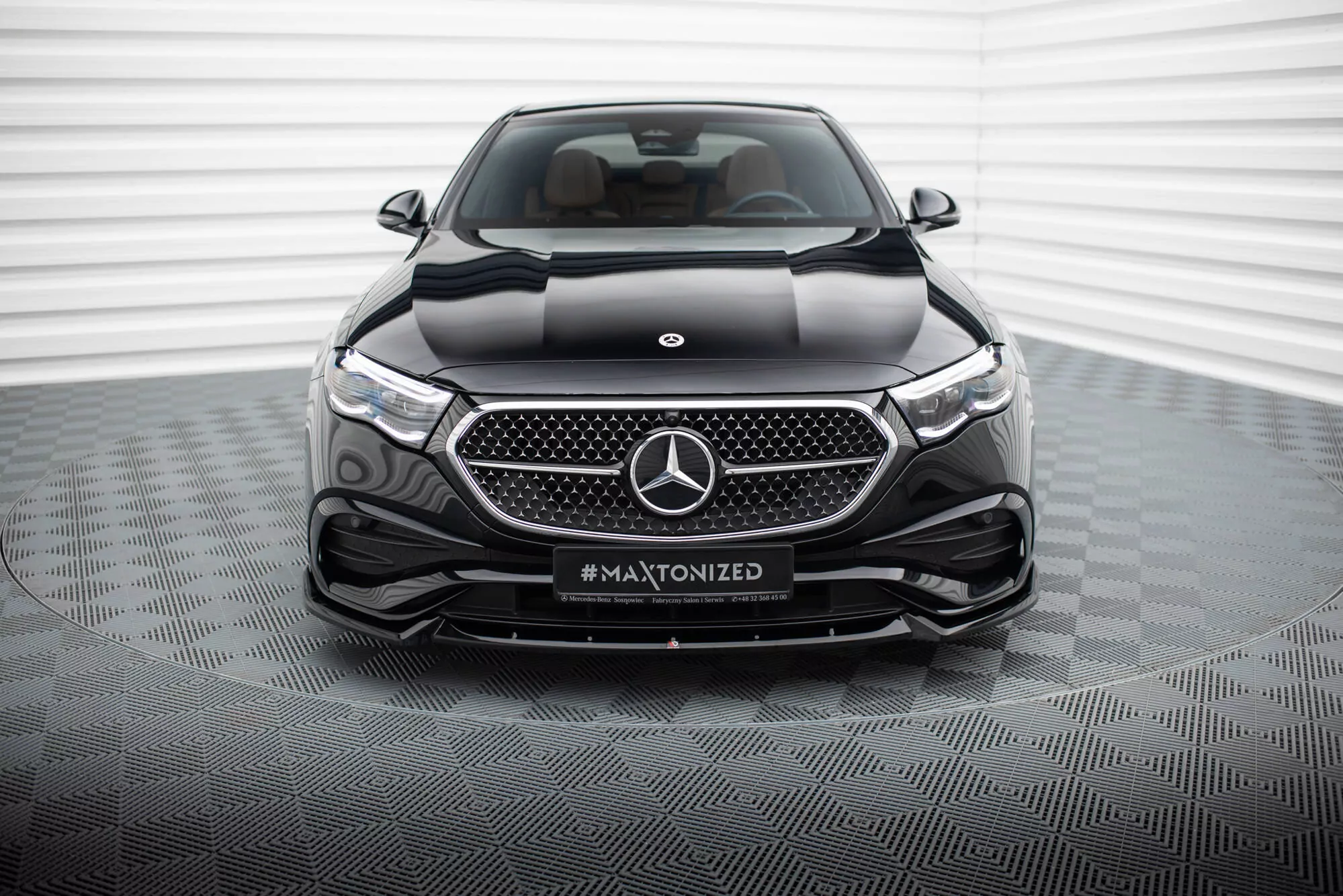 Front Ansatz V.2 Für Mercedes-Benz E AMG-Line W214 Schwarz Hochglanz