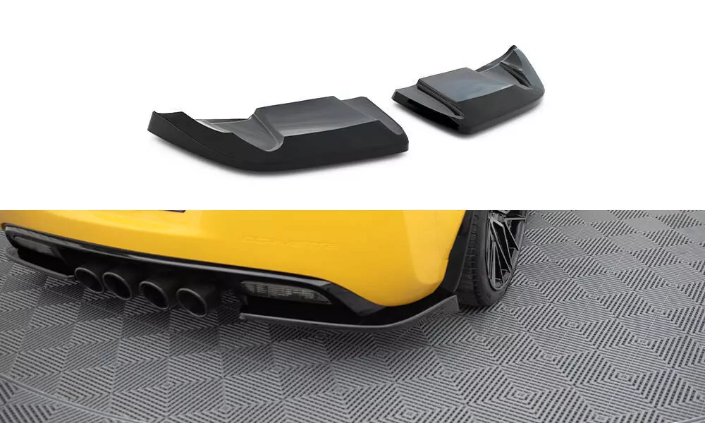 Heck Ansatz Flaps Diffusor Für Chevrolet Corvette C6 Schwarz Hochglanz