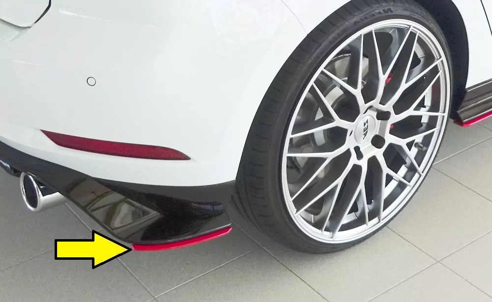 Rieger Heckschürzenansatz seitlich rechts für VW Golf 7 GTI-TCR | 5-tür. 01.19- für orig. Heckansatz VW Golf 7 GTI-TCR