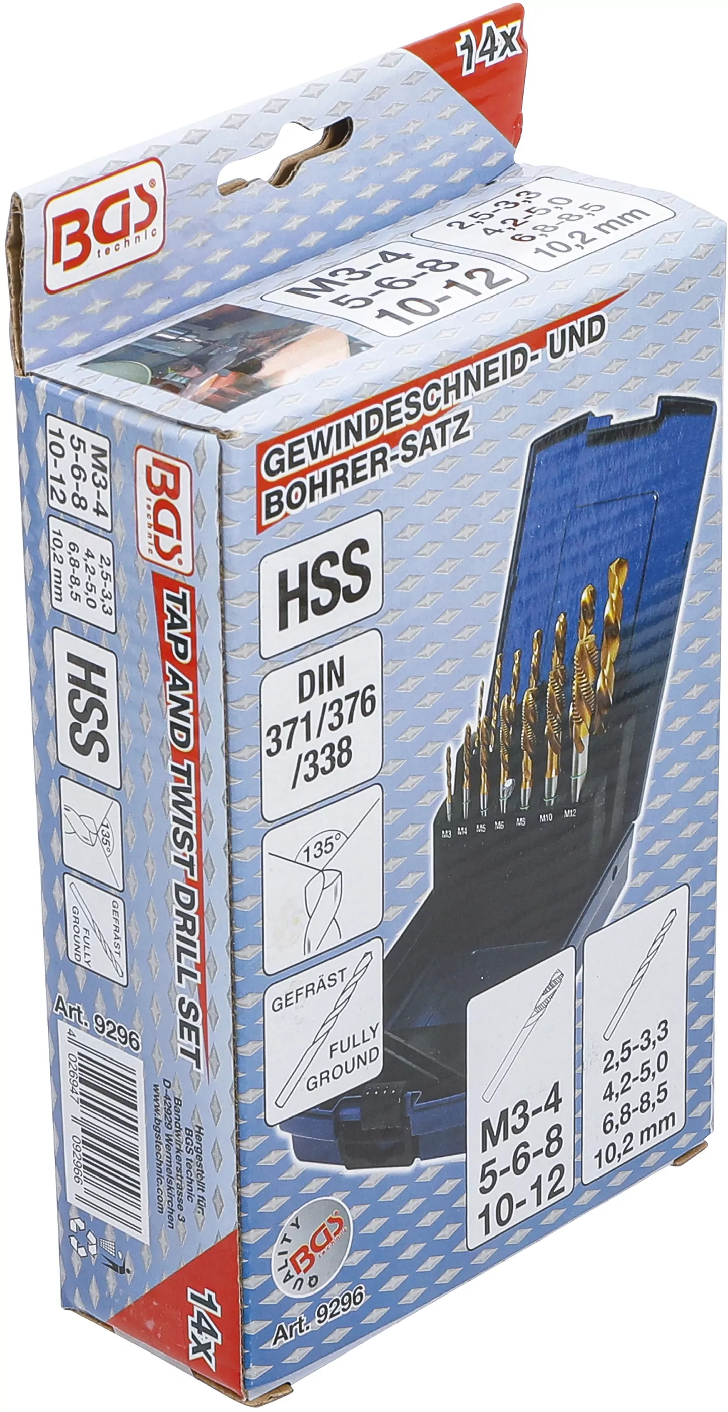 Spiralbohrer-/Gewindebohrer-Satz | 14-tlg.