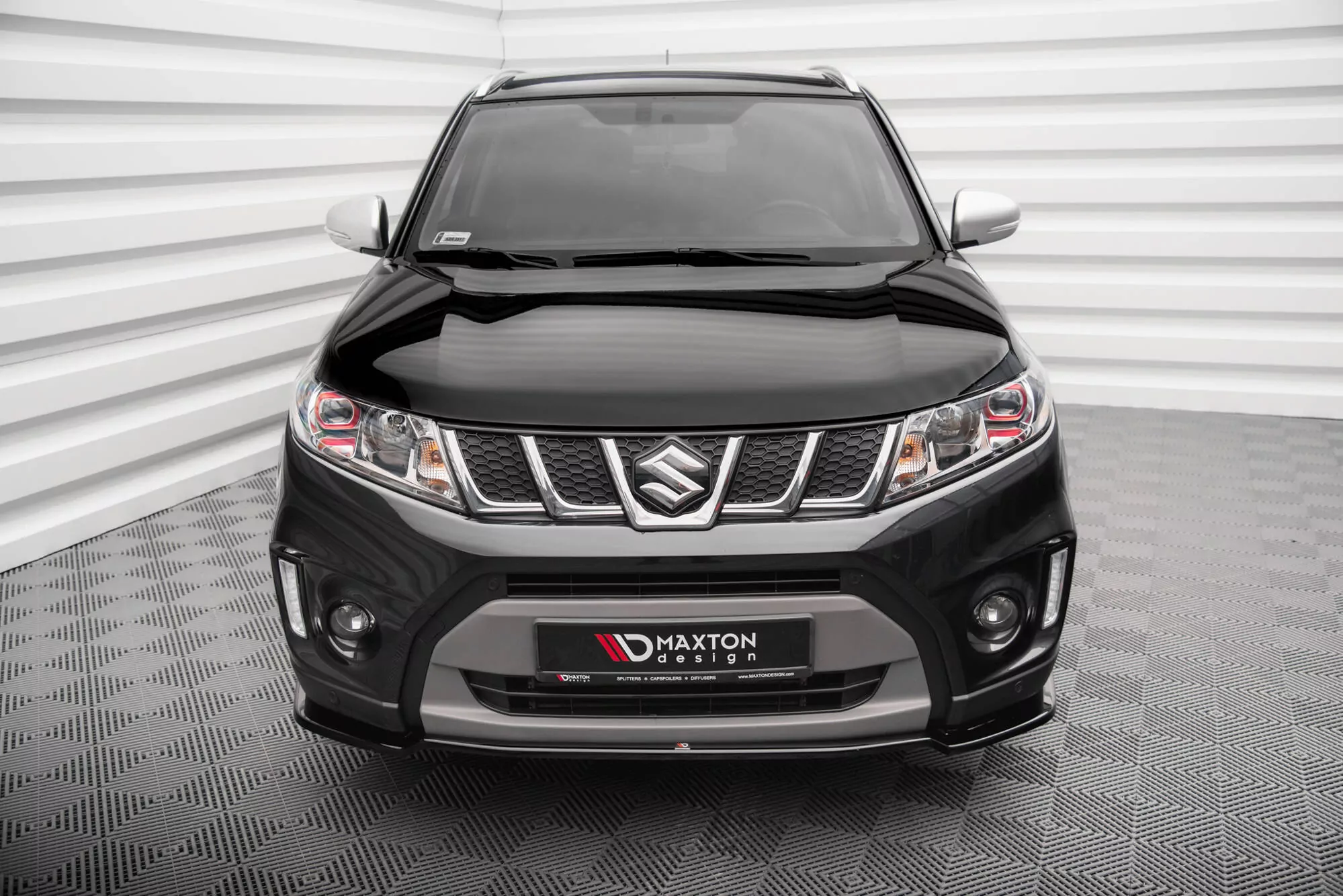 Front Ansatz V.1 Für Suzuki Vitara S Mk2 Schwarz Hochglanz
