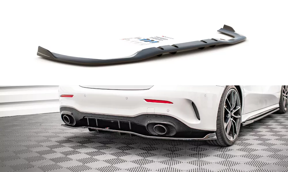 Mittlerer Cup Diffusor DTM Look Heck Ansatz V.2 Für Mercedes A 35 AMG Limousine V177 Schwarz Hochglanz