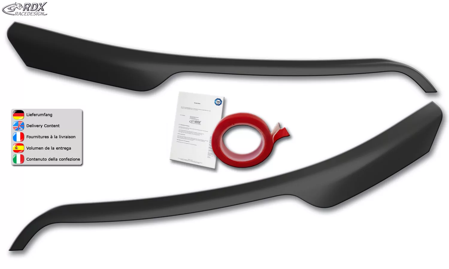 RDX Scheinwerferblenden für FORD Transit (2014-heute) für silberne Halogen-Scheinwerfer Böser Blick