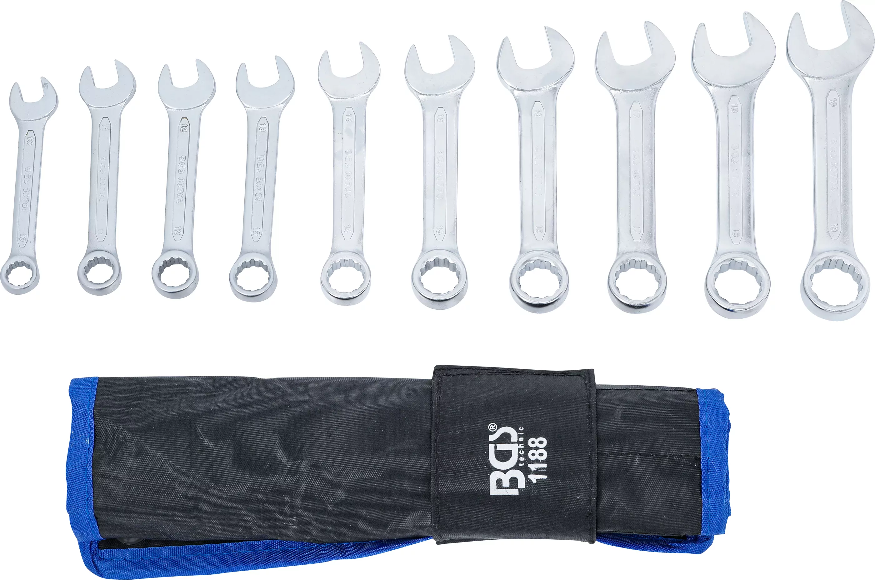 Maul-Ringschlüssel-Satz | extra kurz | SW 10 - 19 mm | 10-tlg.