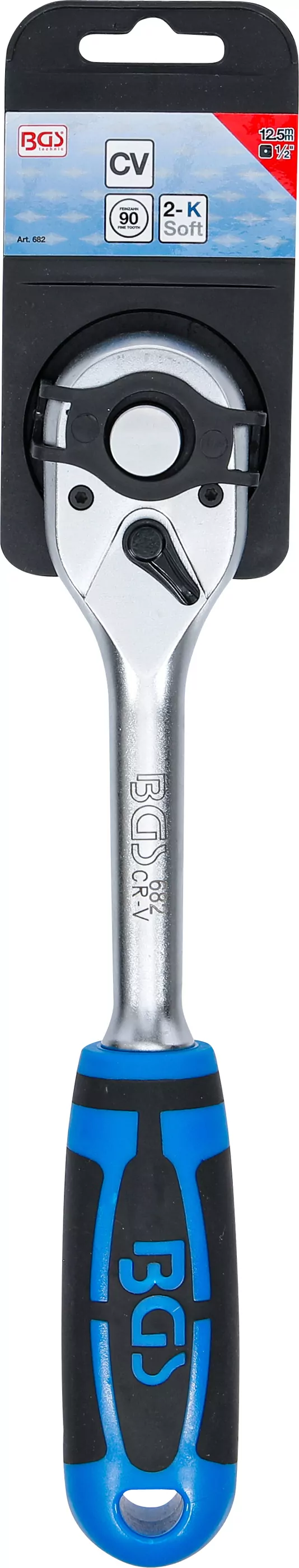 Umschaltknarre | gerade Ausführung | feinverzahnt | Abtrieb Außenvierkant 12,5 mm (1/2")