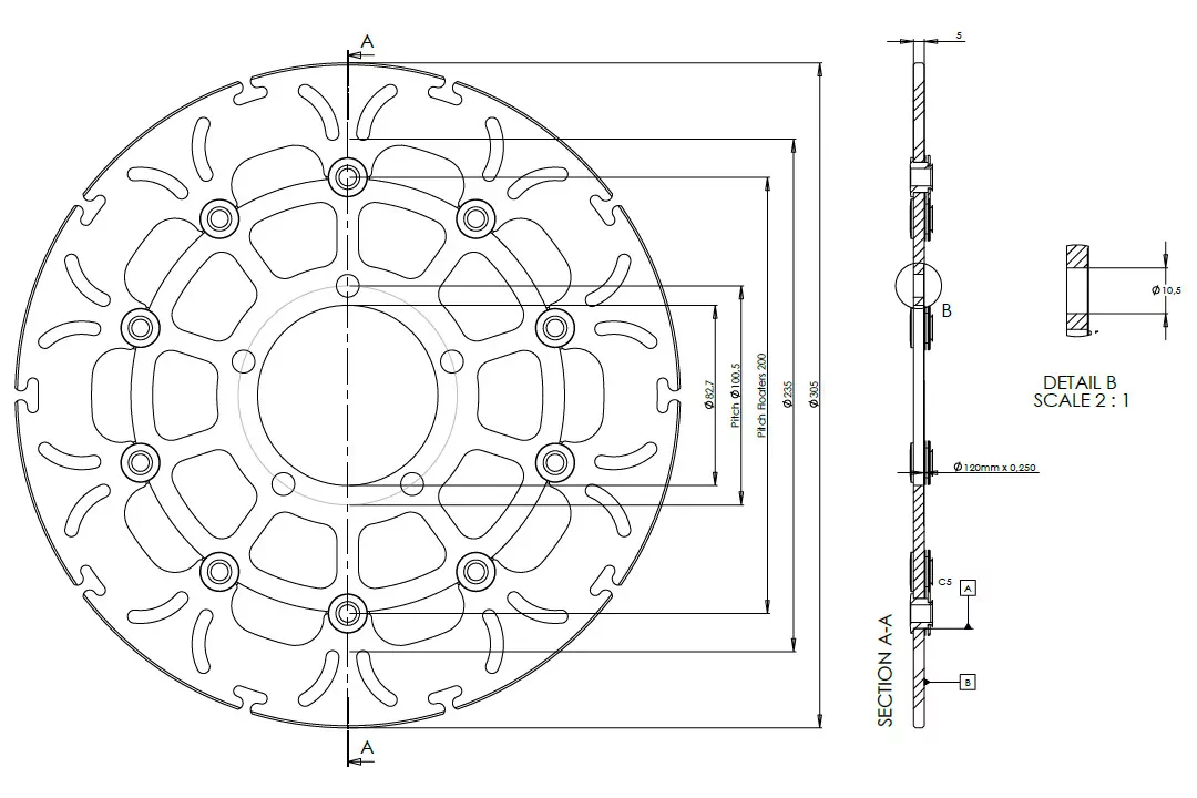 alpha Technik Bremsscheibe Omega-Design ABD33 vorne für Triumph Tiger Explorer Tiger 1200 XC / XR 800 XC / XR