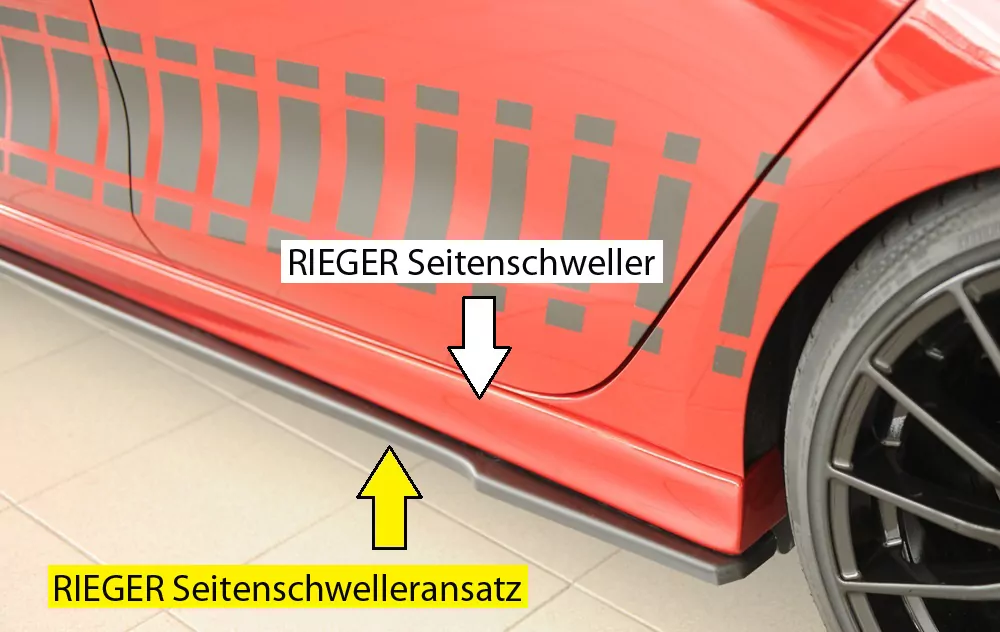 Rieger Seitenschweller links ansatz matt schwarz für Seat Leon (KL) 5-tür. (ST/Sportstourer) 09.20-06.24 (bis Facelift)