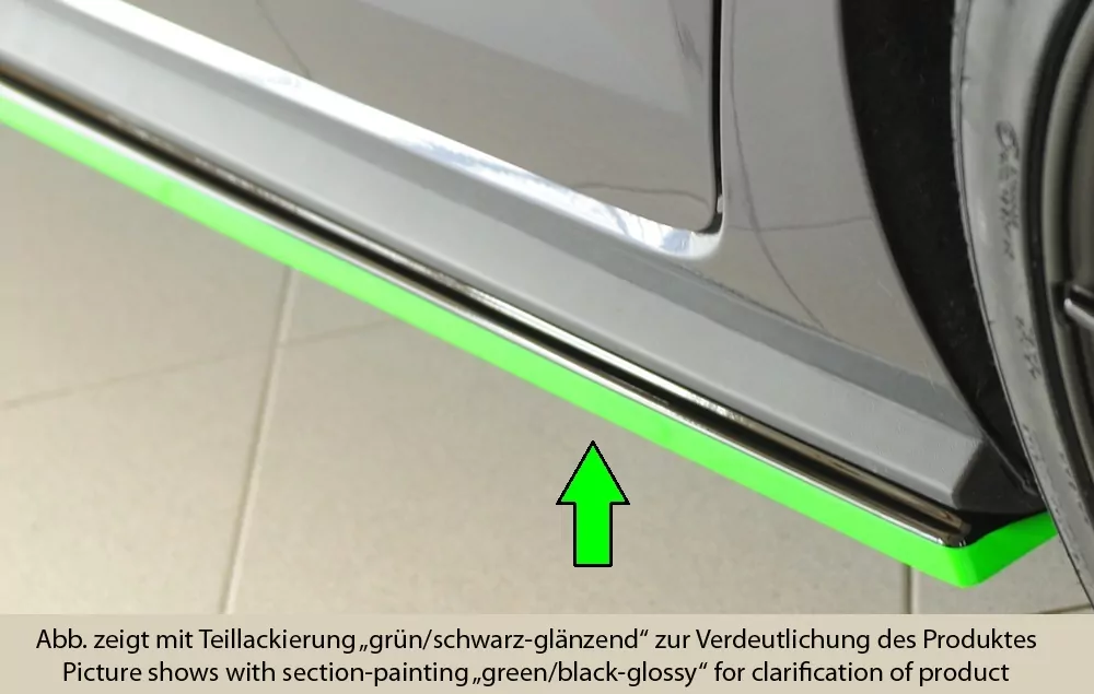 Rieger Seitenschweller links ansatz glanz schwarz für VW Polo (AW) GTI 5-tür. 06.17-05.21 (bis Facelift)