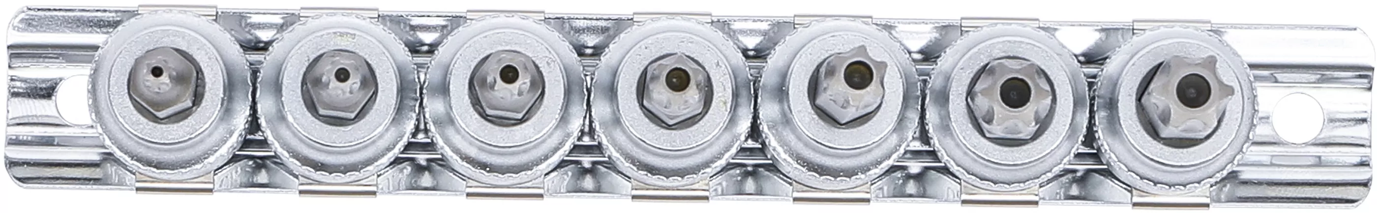 Bit-Einsatz-Satz | Antrieb Innenvierkant 10 mm (3/8") | T-Profil (für Torx) mit Bohrung T15 - T50 | 7-tlg.