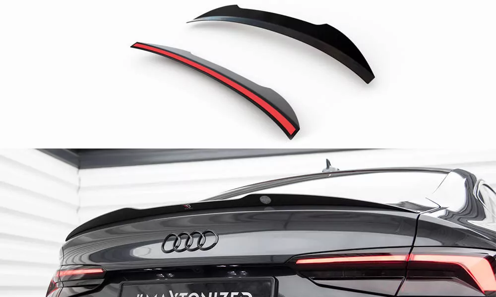 Spoiler CAP Passend Für Passend Für AUDI A5 MK2 SPORTBACK S-LINE (F5) Schwarz Hochglanz Schwarz Hochglanz