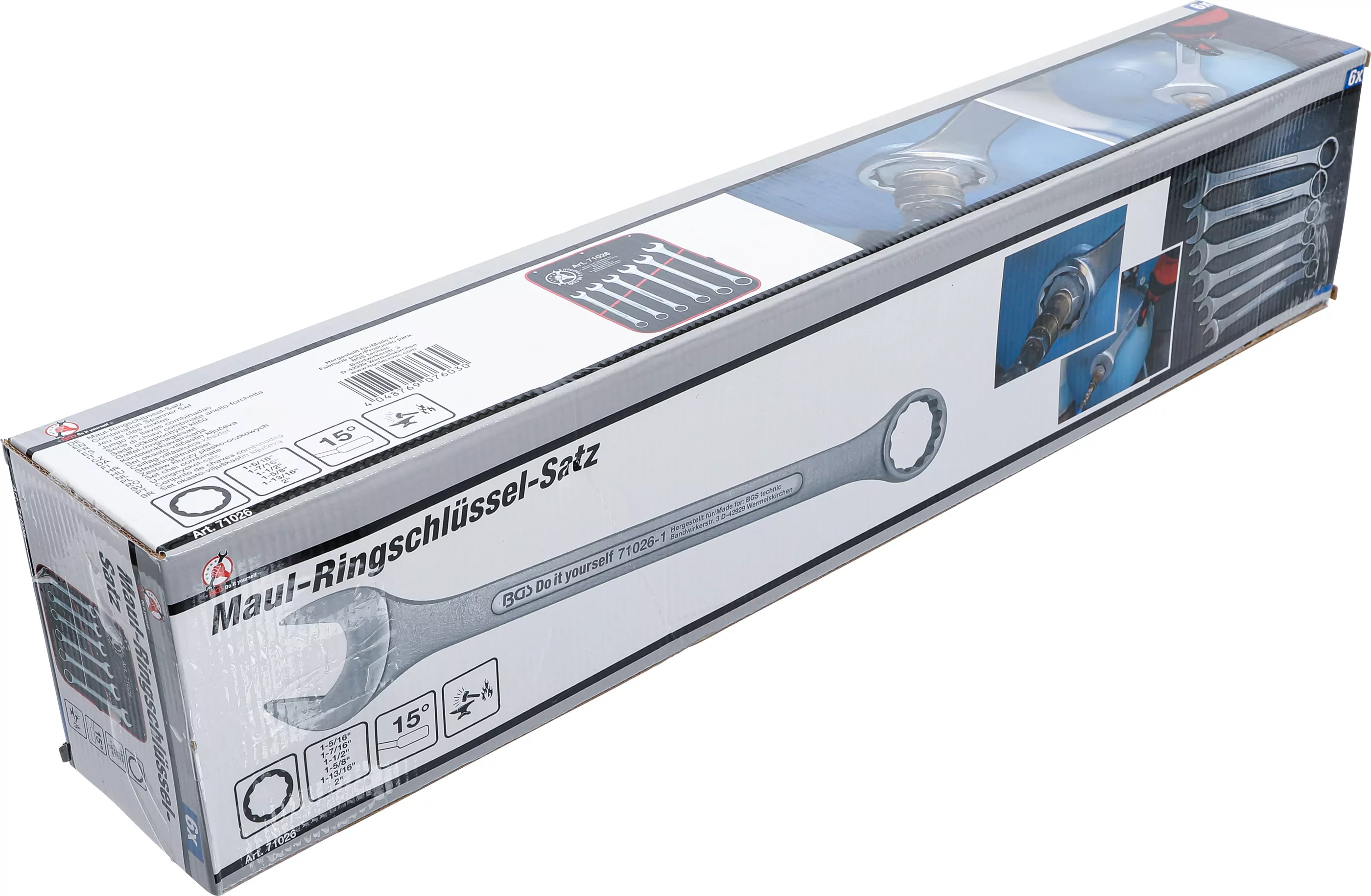 Maul-Ringschlüssel-Satz | XXL | Zollgrößen | SW 1.5/16" - 2" | 6-tlg.