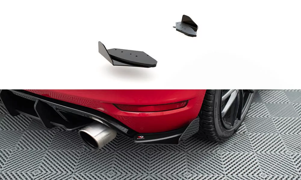 Robuste Racing Heck Ansatz Flaps Diffusor +Flaps Für Volkswagen Golf GTI Mk6 Schwarz Hochglanz