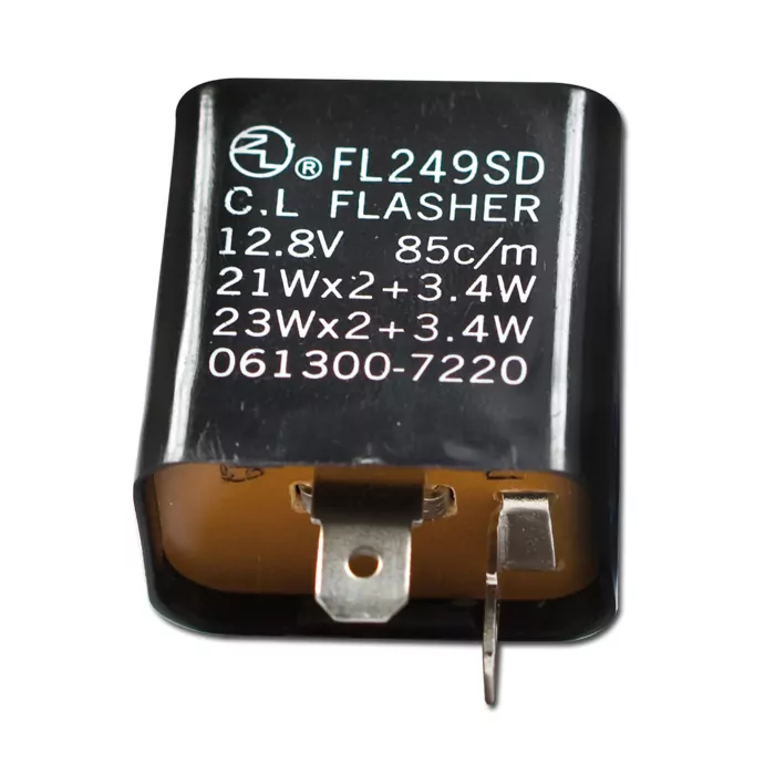 Blinkrelais Mechanisch, 2-pol, 12v/21w X 2 + 3,4w, B=gesch. Plus, L=signal, (passend. Adapter 286101)