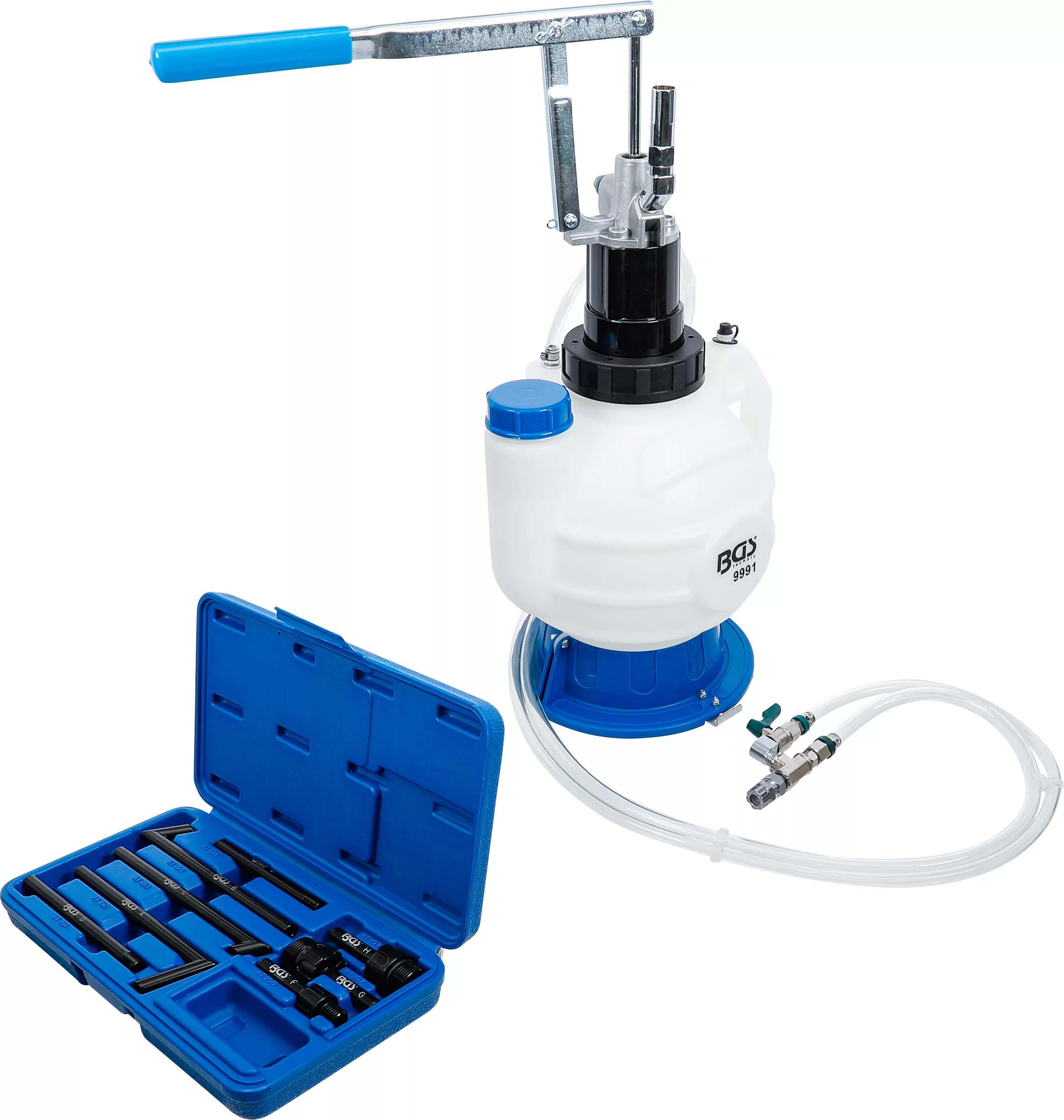 Getriebeöl-Befüllgerät mit Handpumpe | mit Rücklaufsystem | mit 8 Adaptern | 7 l