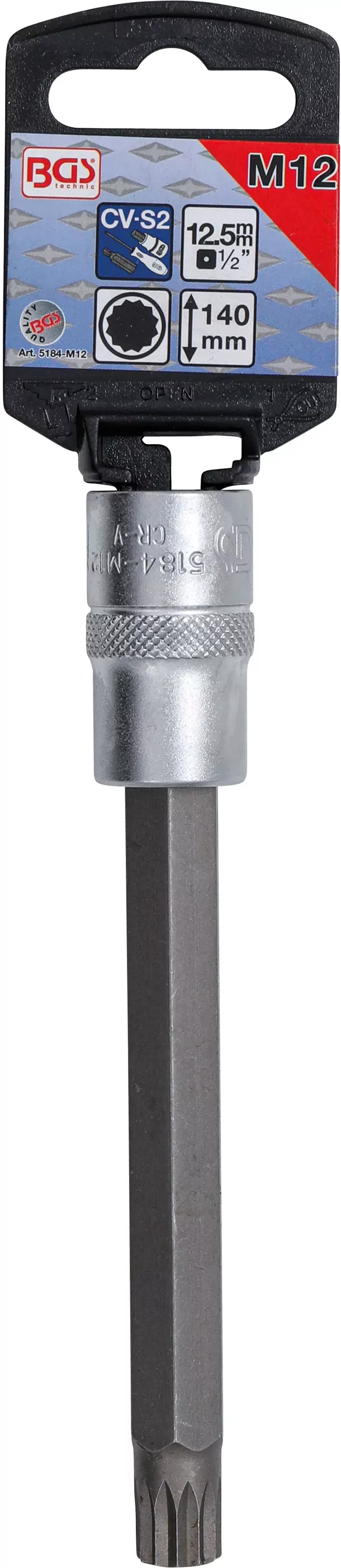 Bit-Einsatz | Länge 140 mm | Antrieb Innenvierkant 12,5 mm (1/2") | Innenvielzahn (für XZN) M12