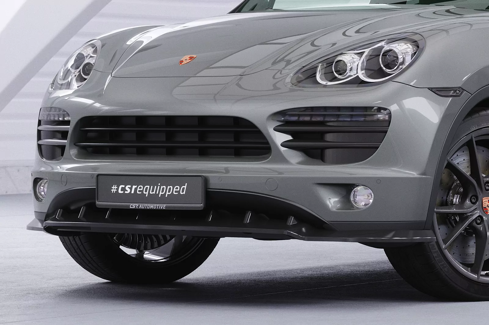 Cup-Spoilerlippe mit ABE für Porsche Cayenne Typ 92A CSL470 Schwarz Strukturiert