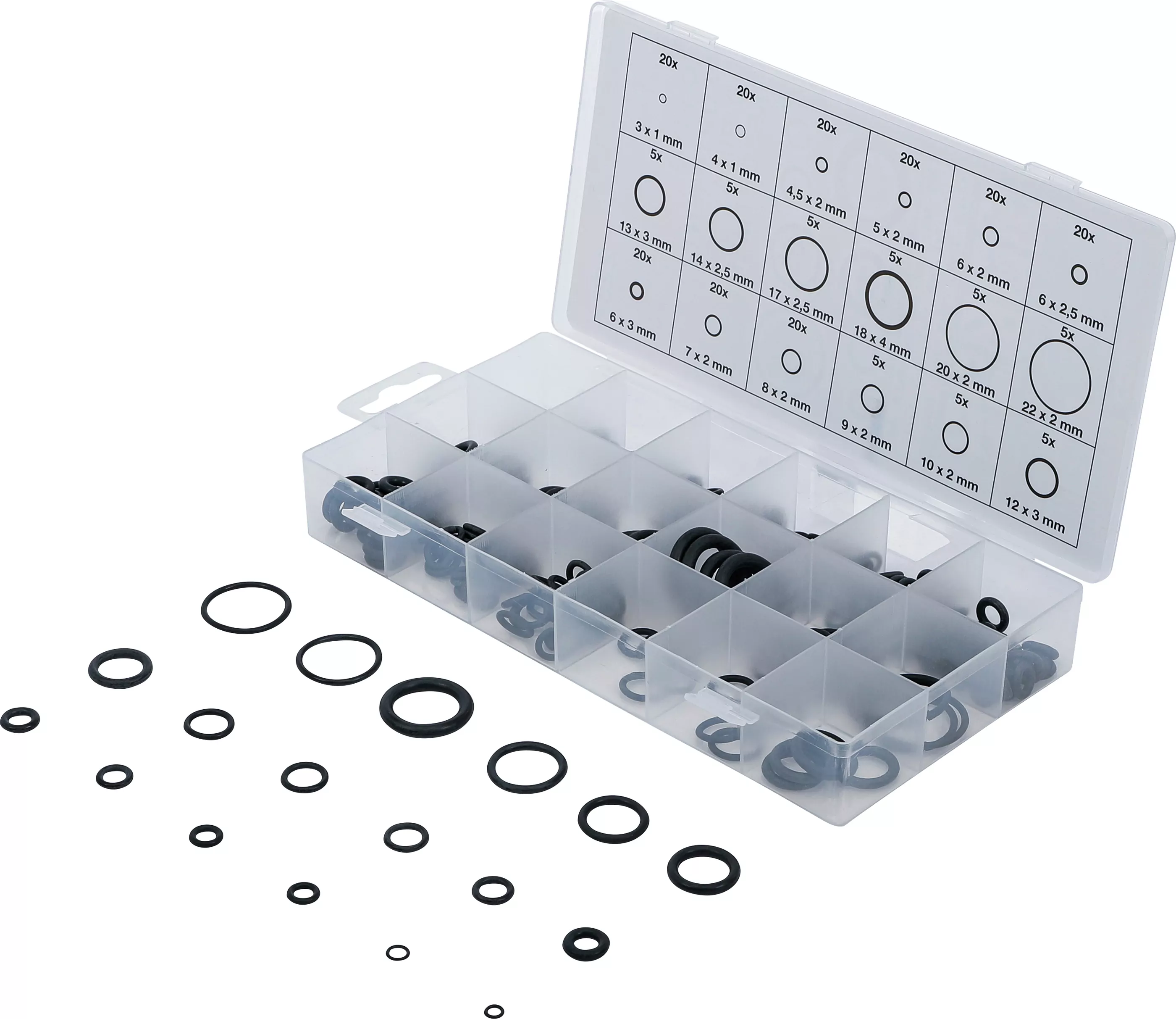 O-Ring-Sortiment | Ø 3 - 22 mm | 225-tlg.