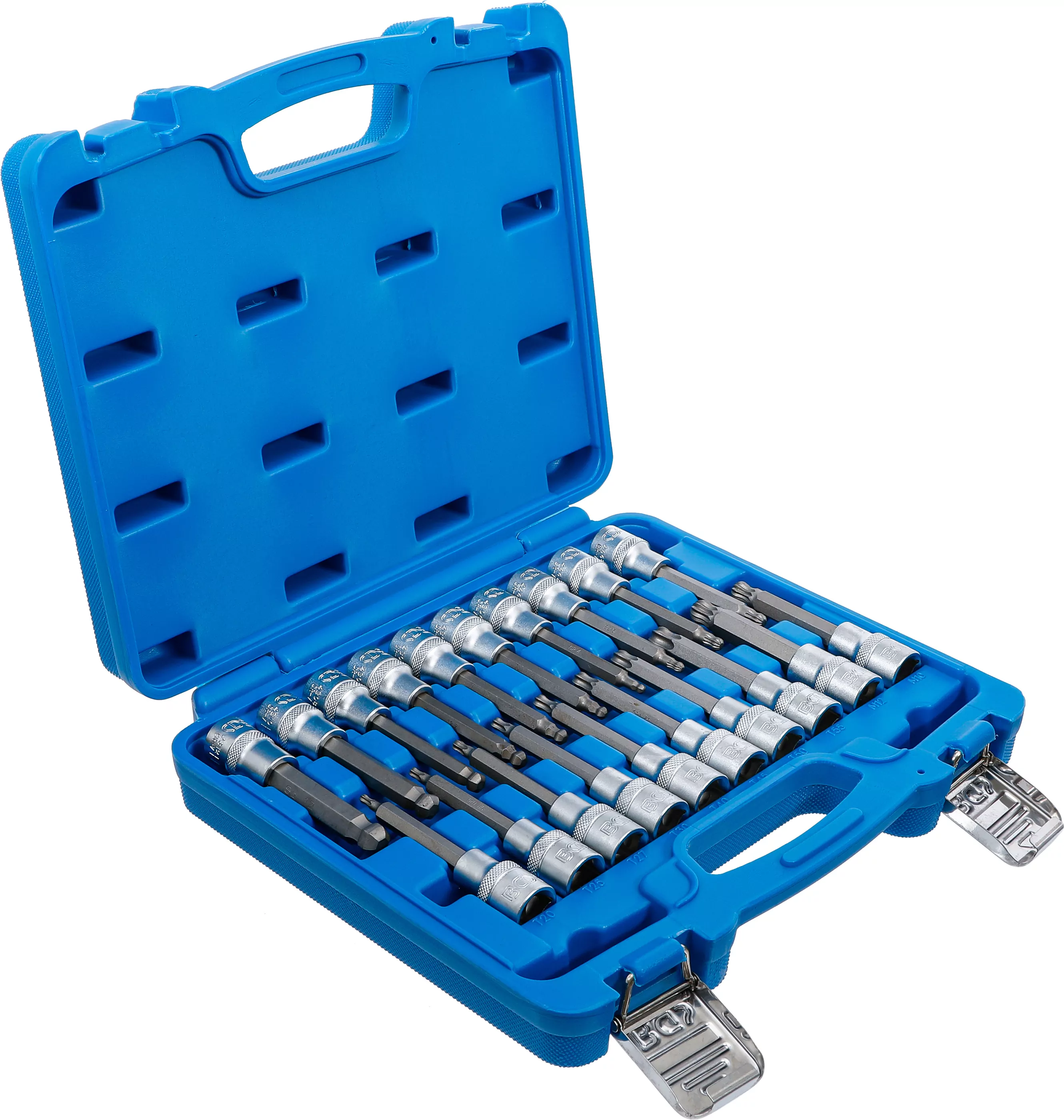 Bit-Einsatz-Satz | Antrieb Innenvierkant 12,5 mm (1/2") | Innensechskant, T-Profil (für Torx), Innenvielzahn (für XZN) mit Kugelkopf | 20-tlg.