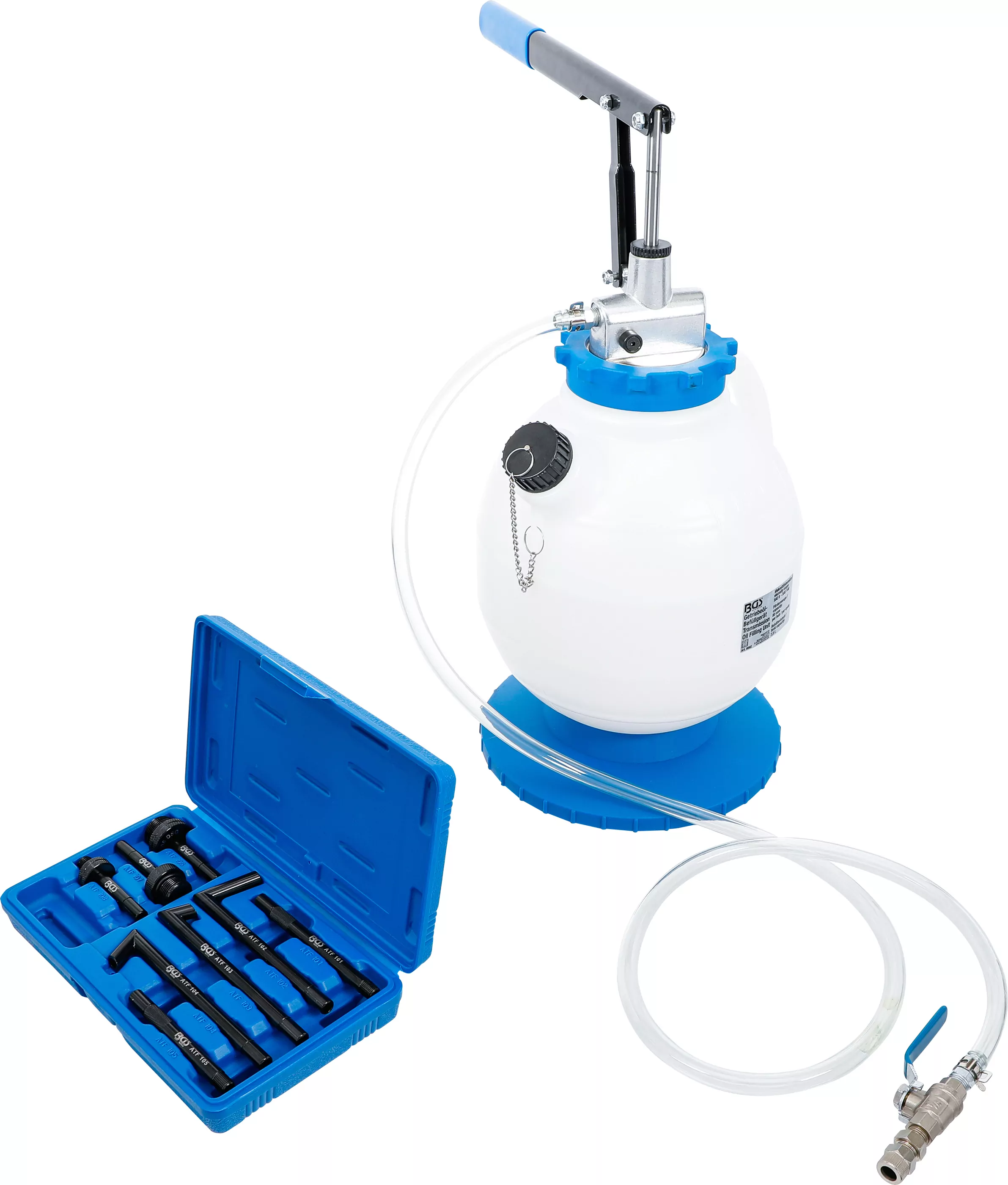 Getriebeöl-Befüllgerät mit Handpumpe | mit 8 Adaptern | 7 l
