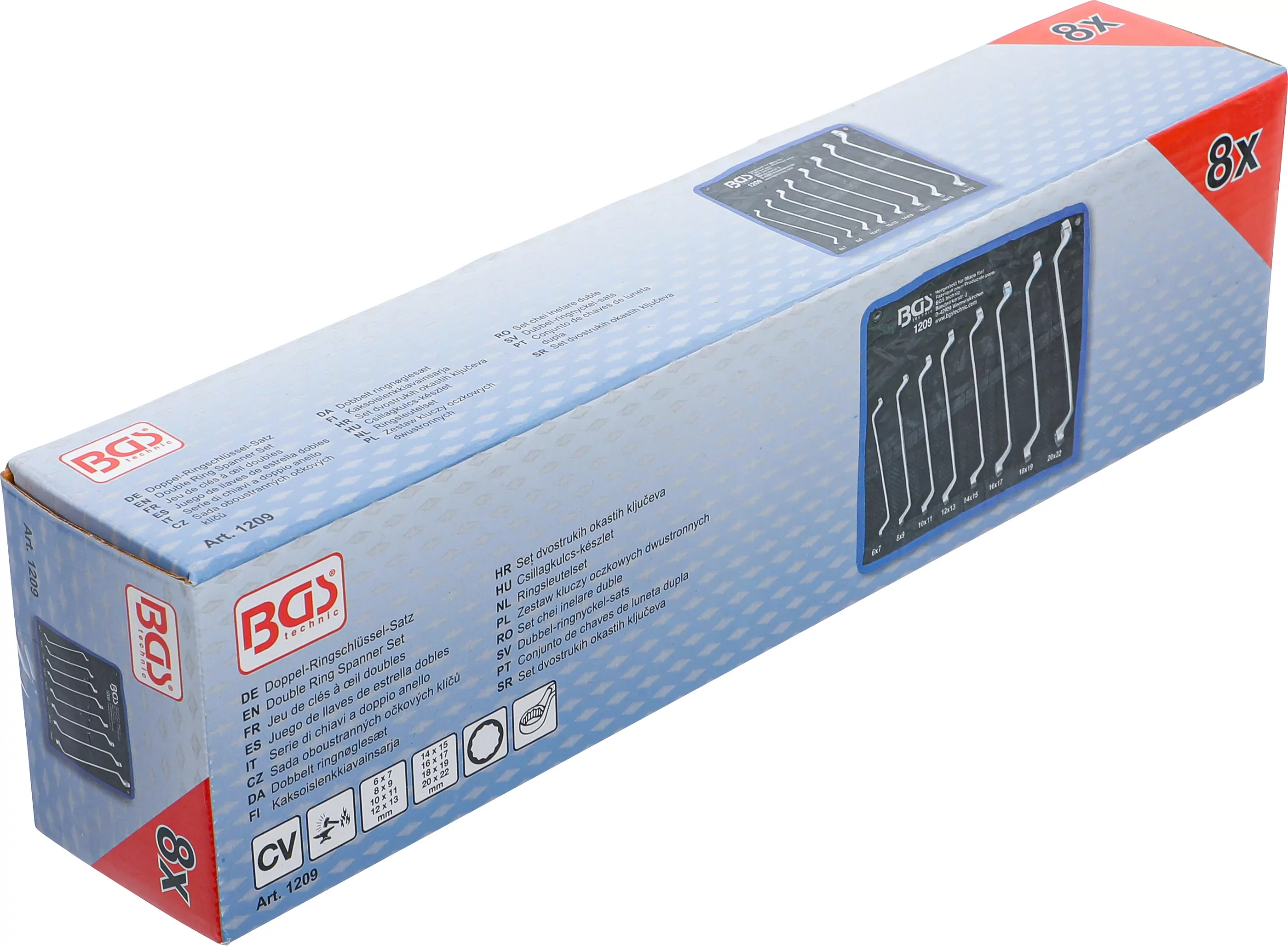 Doppel-Ringschlüssel-Satz | gekröpft | SW 6 x 7 - 20 x 22 mm | 8-tlg.