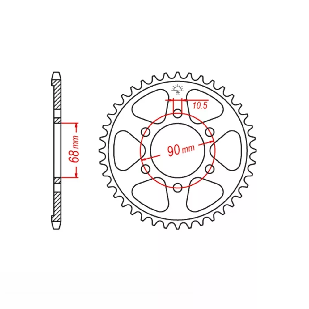 Kettenrad Stahl 47 Zähne Teilung 428