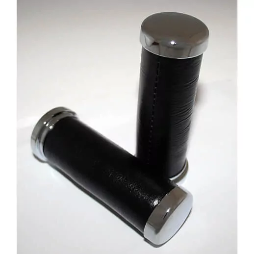 SHIN YO Handlebar Grips Chrome/leather