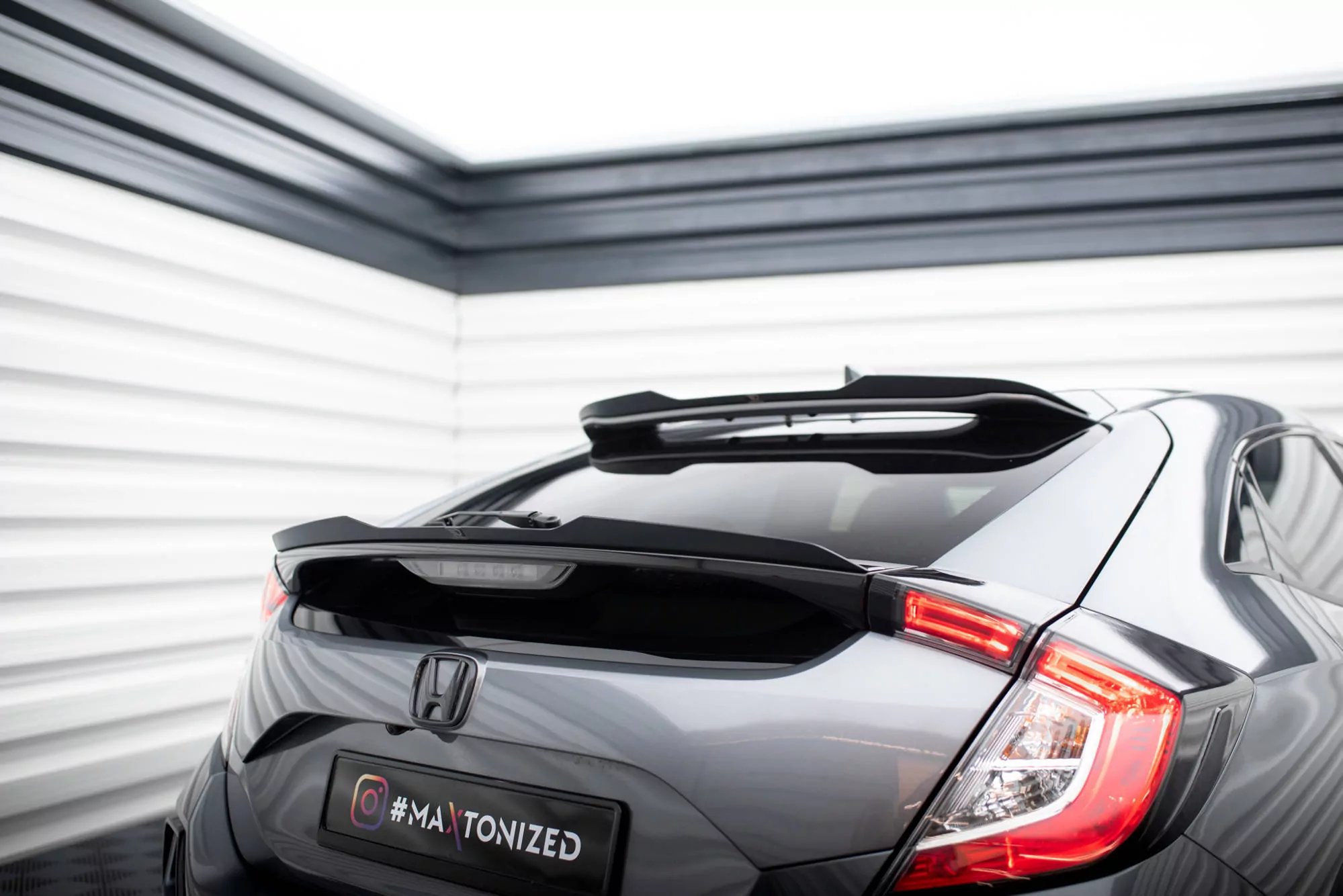 Niedriger Spoiler CAP Für Honda Civic Sport Mk 10 Schwarz Hochglanz