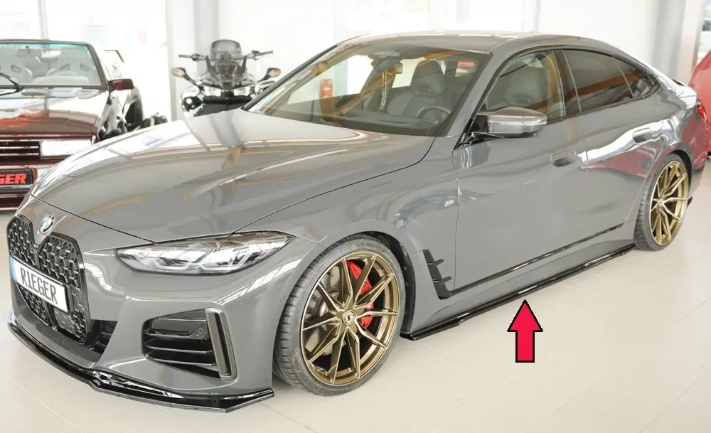 Rieger Seitenschweller links ansatz glanz schwarz für BMW i4 M G26  (G4C) Gran Coupé (5-tür.) 11.21-