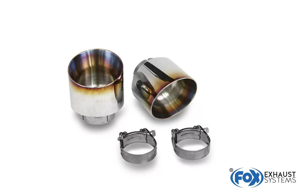 Hyundai i30N Performance + Fastback Endrohre passend auf den originalen Endschalldämpfer - 1x114 Typ 25 rechts/links mit eingefärbten Rand