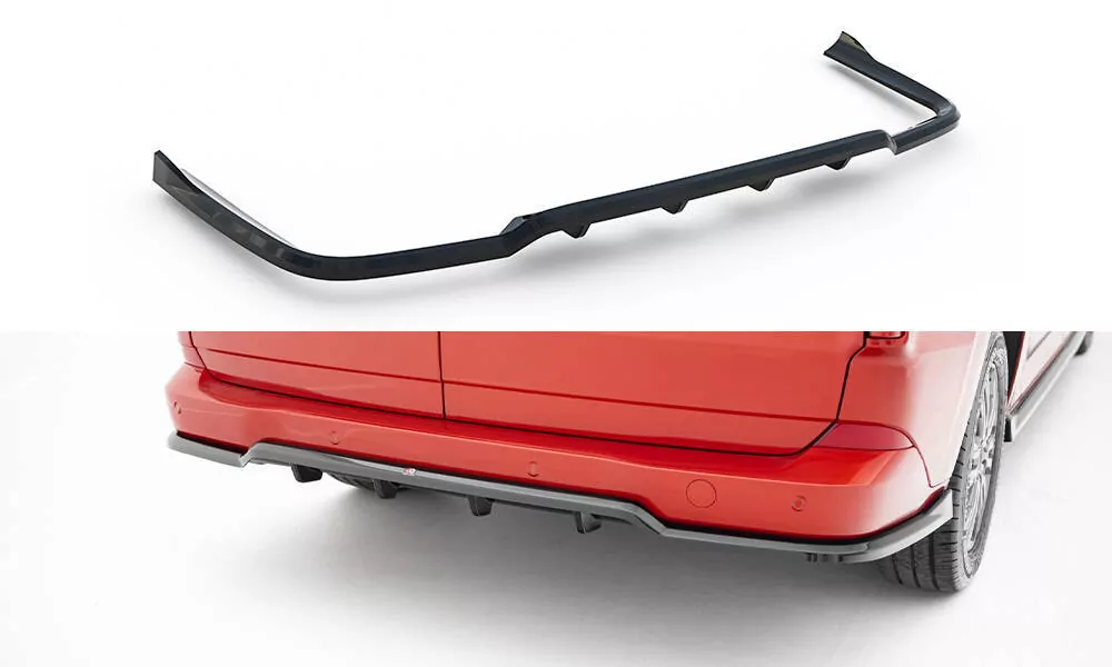 Hinten Splitter (mit Einem Vertikalem Balken) Ford Transit Custom / Tourneo Custom Mk2 Schwarz Hochglanz