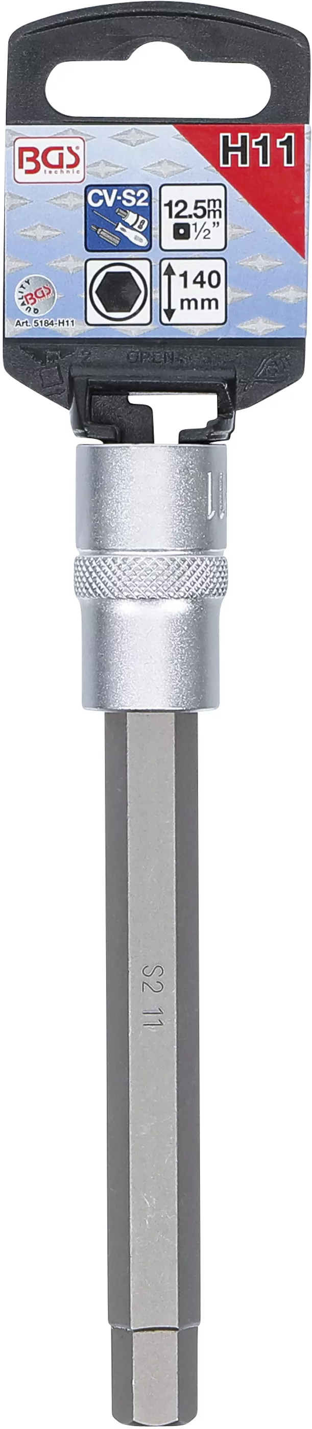 Bit-Einsatz | Länge 140 mm | Antrieb Innenvierkant 12,5 mm (1/2") | Innensechskant 11 mm