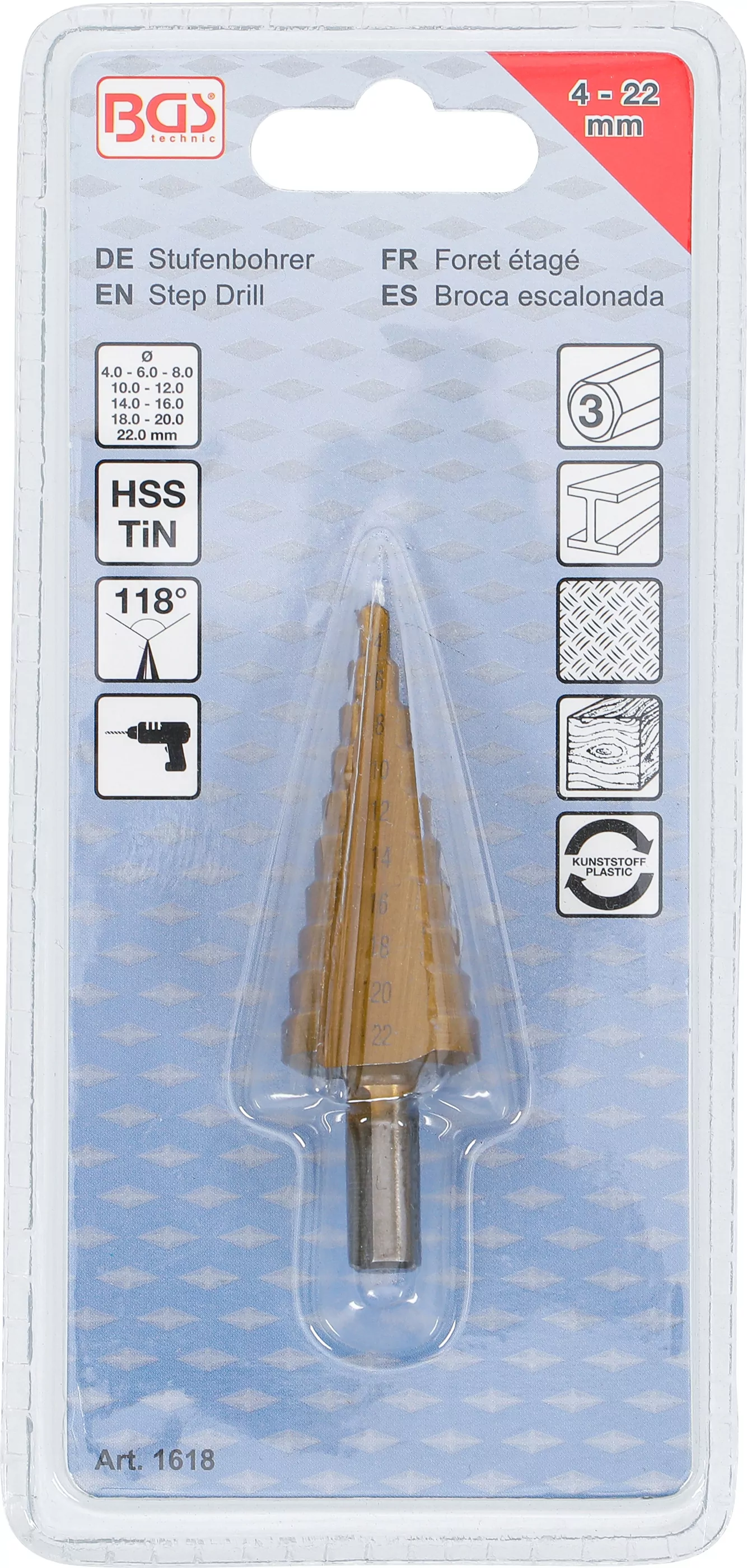 Stufenbohrer | titannitriert | Ø 4 - 22 mm