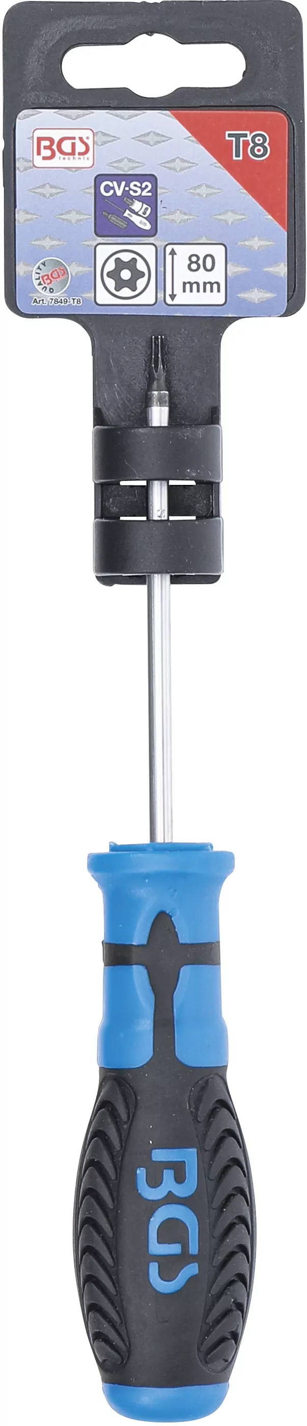 Schraubendreher | T-Profil (für Torx) mit Bohrung T8 | Klingenlänge 80 mm