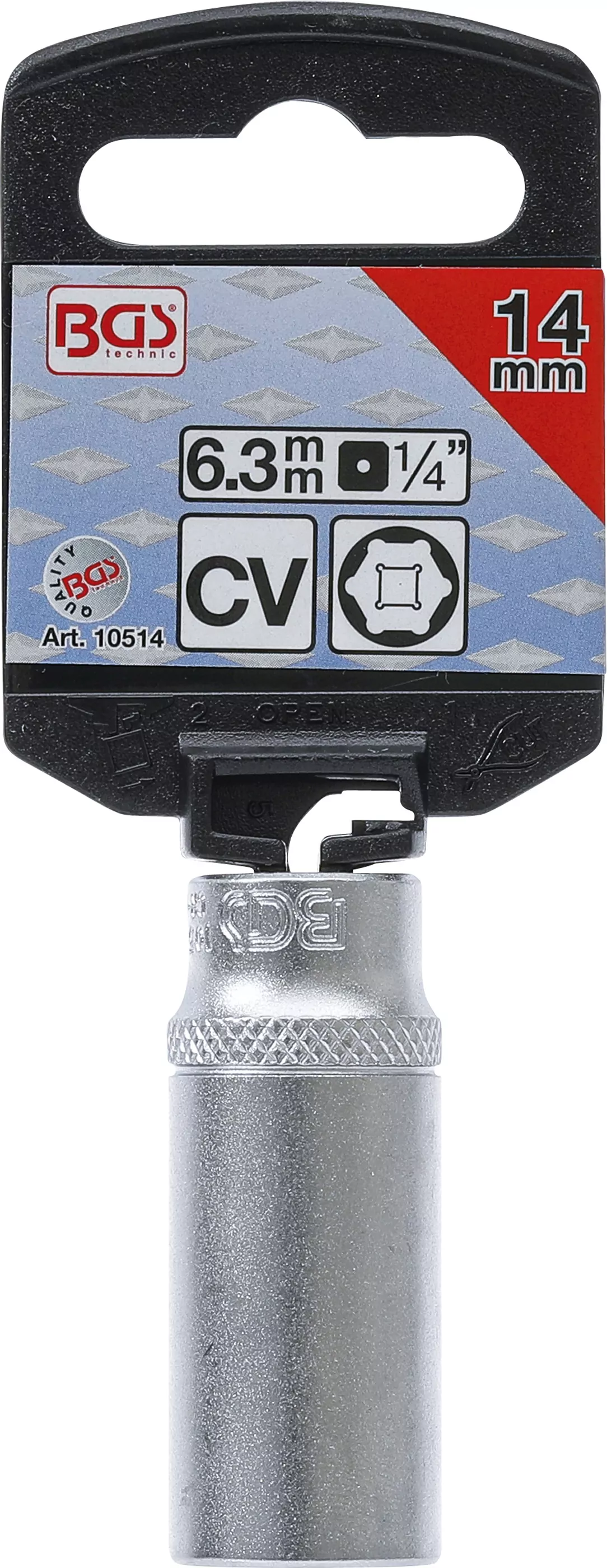 Steckschlüssel-Einsatz Sechskant, tief | Antrieb Innenvierkant 6,3 mm (1/4") | SW 14 mm