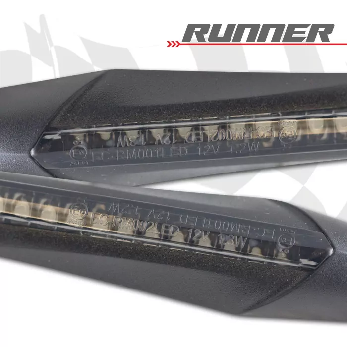 Led-blinker Runner | Sequenziell | Schwarz | Get.| Paar | M8 | L 70 X T 20 X H 23,5 Mm | E-geprüft