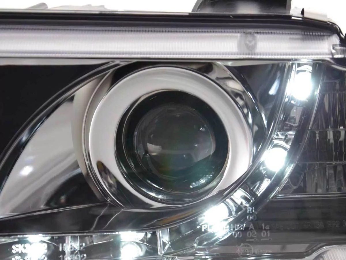 Scheinwerfer Set Daylight LED Tagfahrlicht BMW 3er E36 Limo/Touring chrom für Rechtslenker