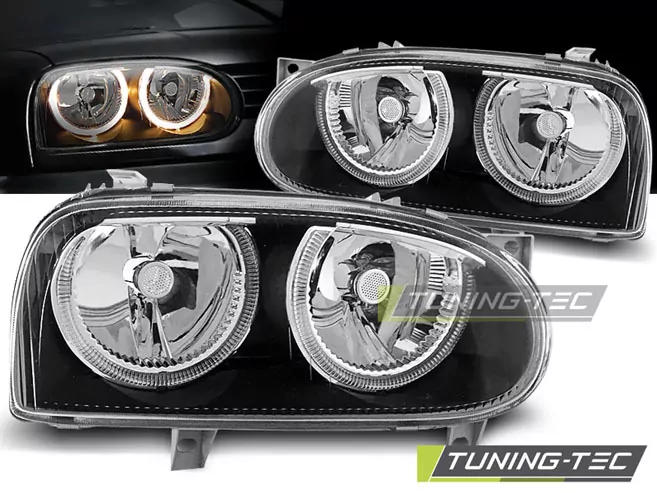 HEADLIGHTS ANGEL EYES BLACK fits VW GOLF 3 09.91-08.97