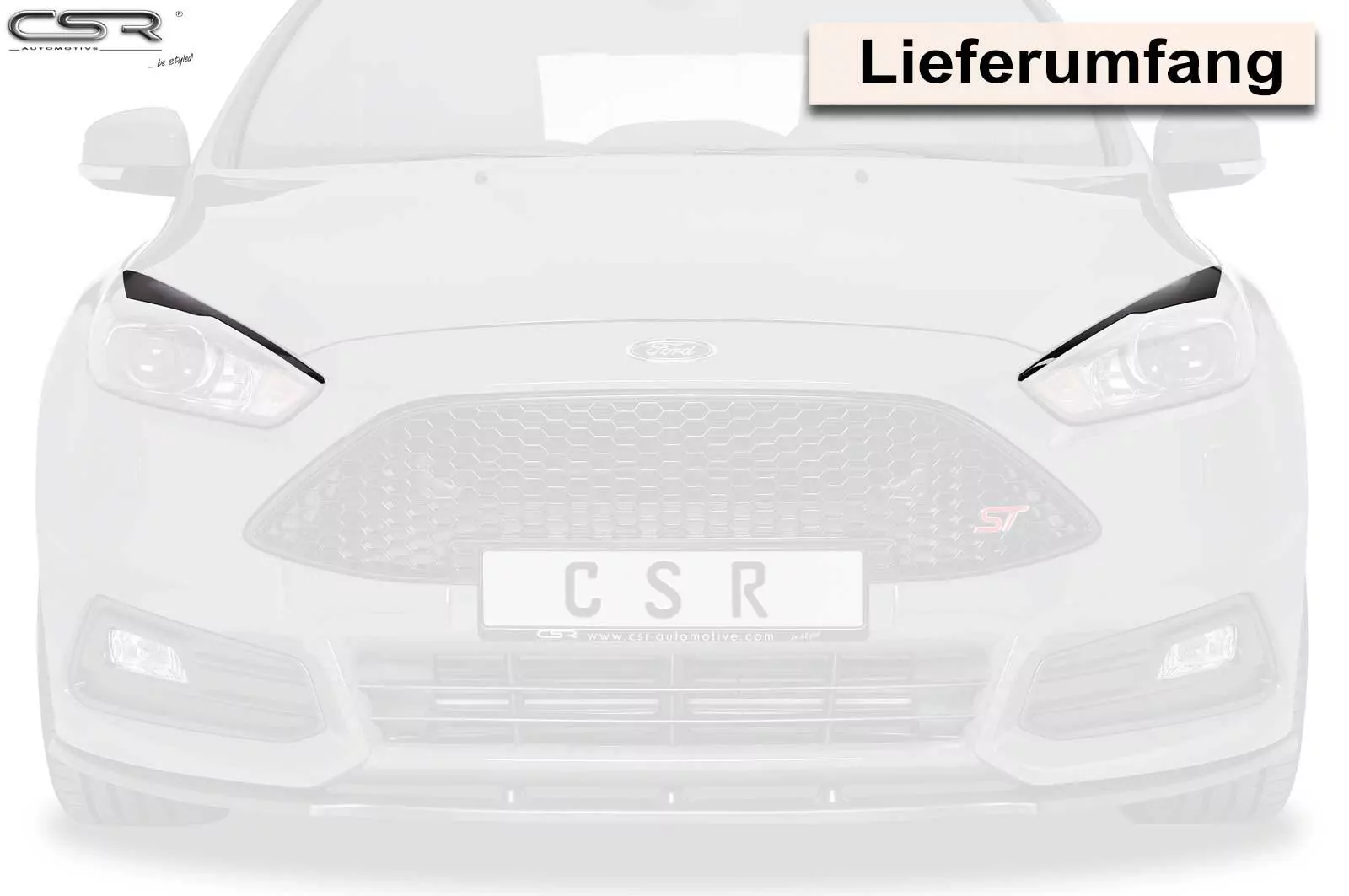 Scheinwerferblenden Glossy für Ford Focus MK3 Facelift Glossy (schwarz hochglanz)