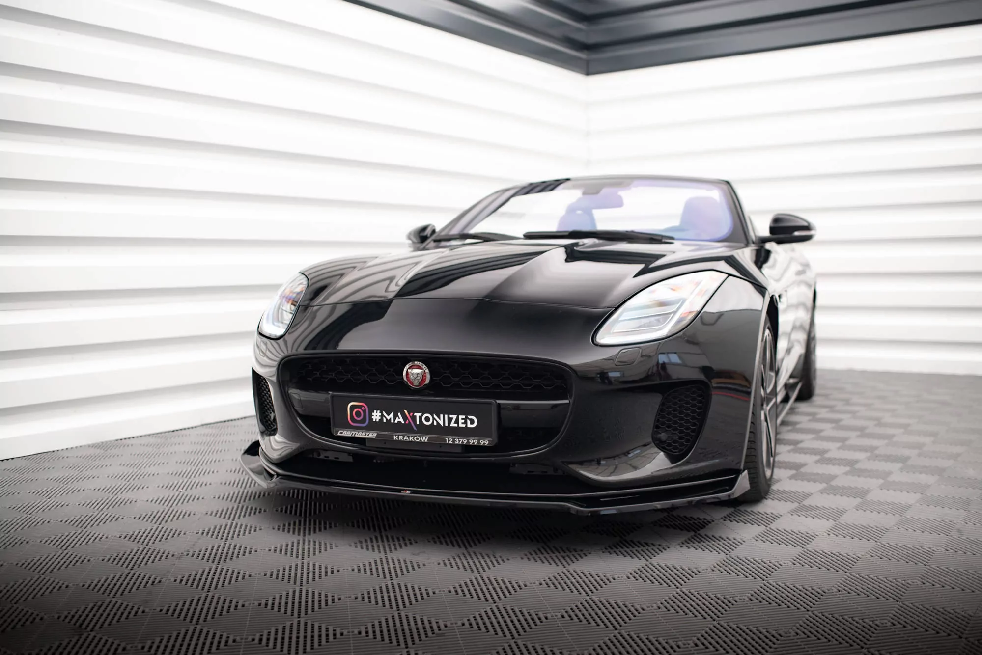 Front Ansatz V.2 Für Jaguar F-Type Mk1 Facelift Schwarz Hochglanz