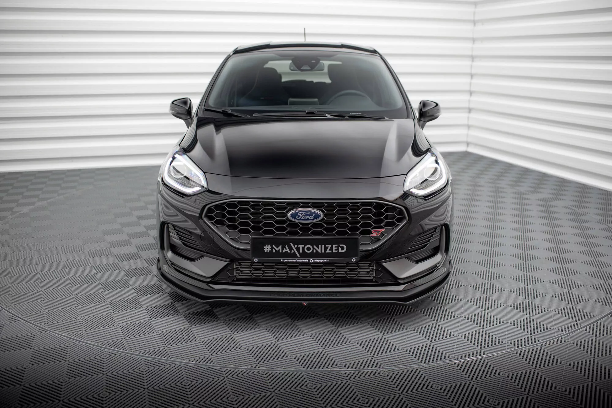Front Ansatz V.1 Für Ford Fiesta ST / ST-Line Mk8 Facelift Schwarz Hochglanz