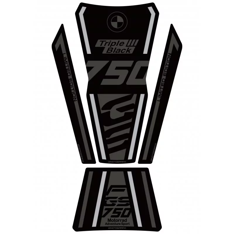 BMW 2022 F750GS TE Triple Black 3D Gel Motografix Tank Pad Protector TB053TB