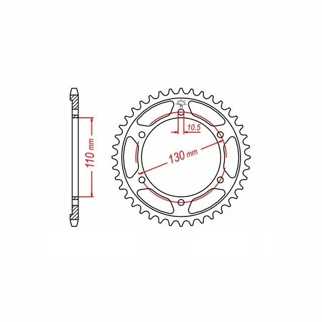 Kettenrad Stahl 44 Zähne Teilung 525 schwarz
