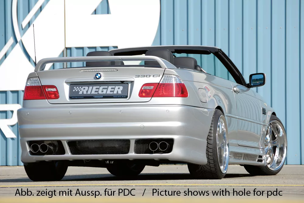 Rieger Heckschürze M3-Look für BMW 3er E46 | Cabrio 02.02- (ab Facelift) für Facelift, für Diesel nur gerade Endrohre!