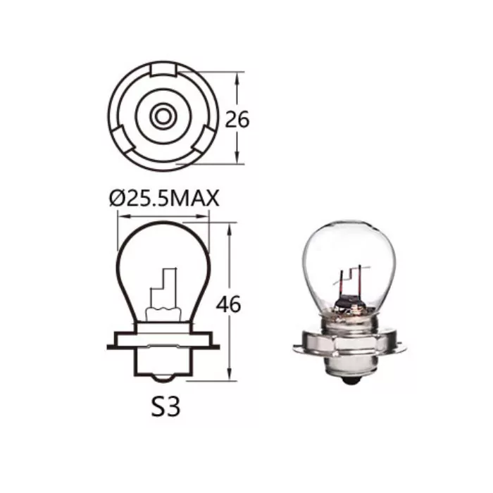Mopedlampe 12V | 15W | P26s | Ø=25,5x45 mm | (VPE=10Stück)