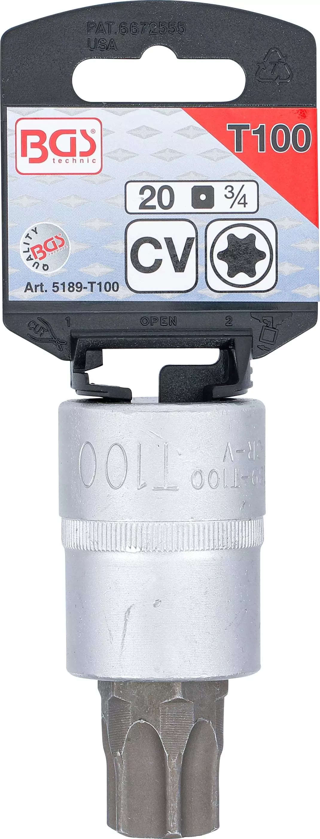 Bit-Einsatz | Antrieb Innenvierkant 20 mm (3/4") | T-Profil (für Torx) T100